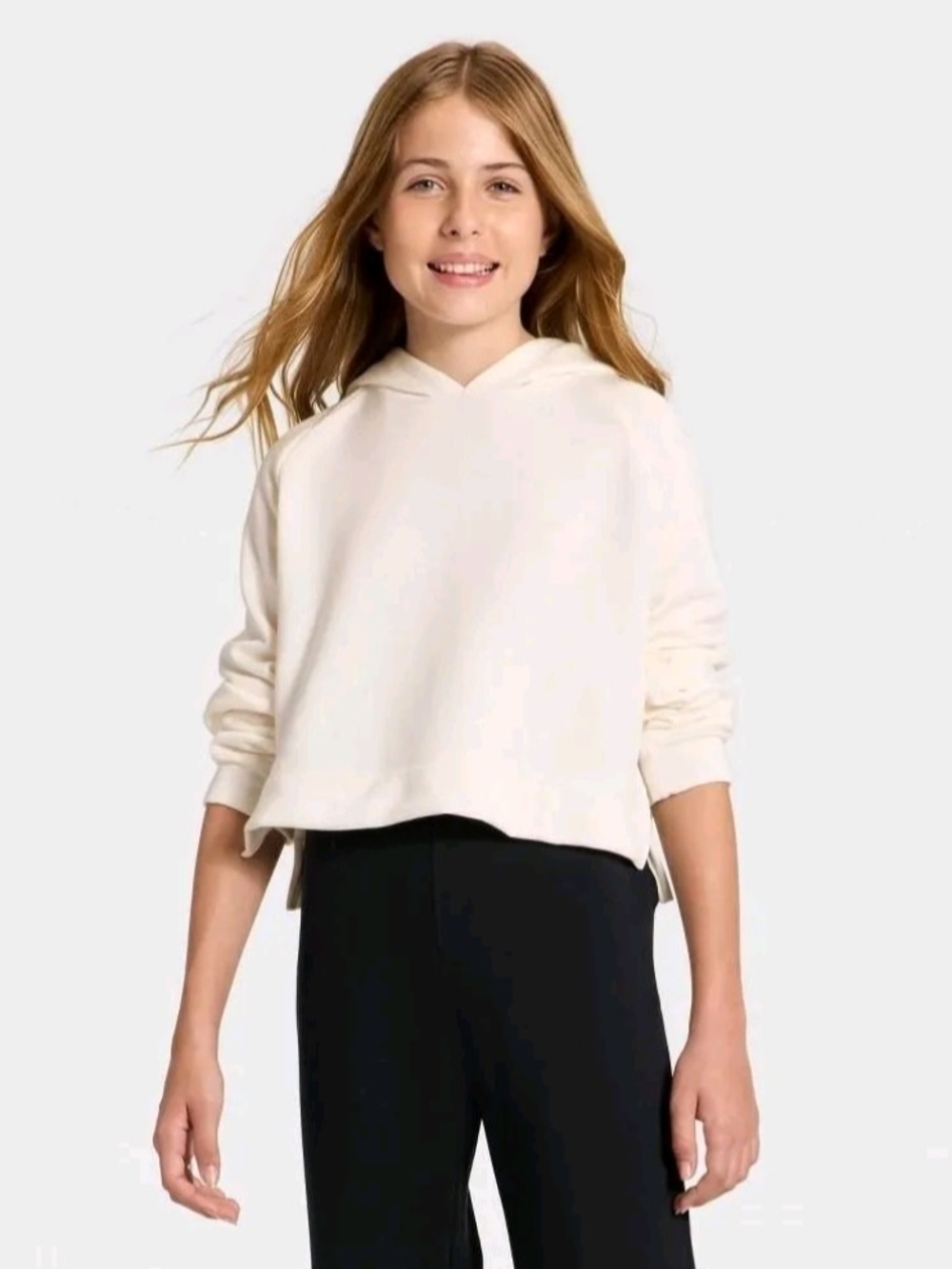 Casual Pullover Modal Cream Color Hoodie All In Motion Girls Size Large